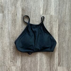 Aerie High Neck Bikini Top Size Small | Black Tie Back Swim Top w/ Inserts